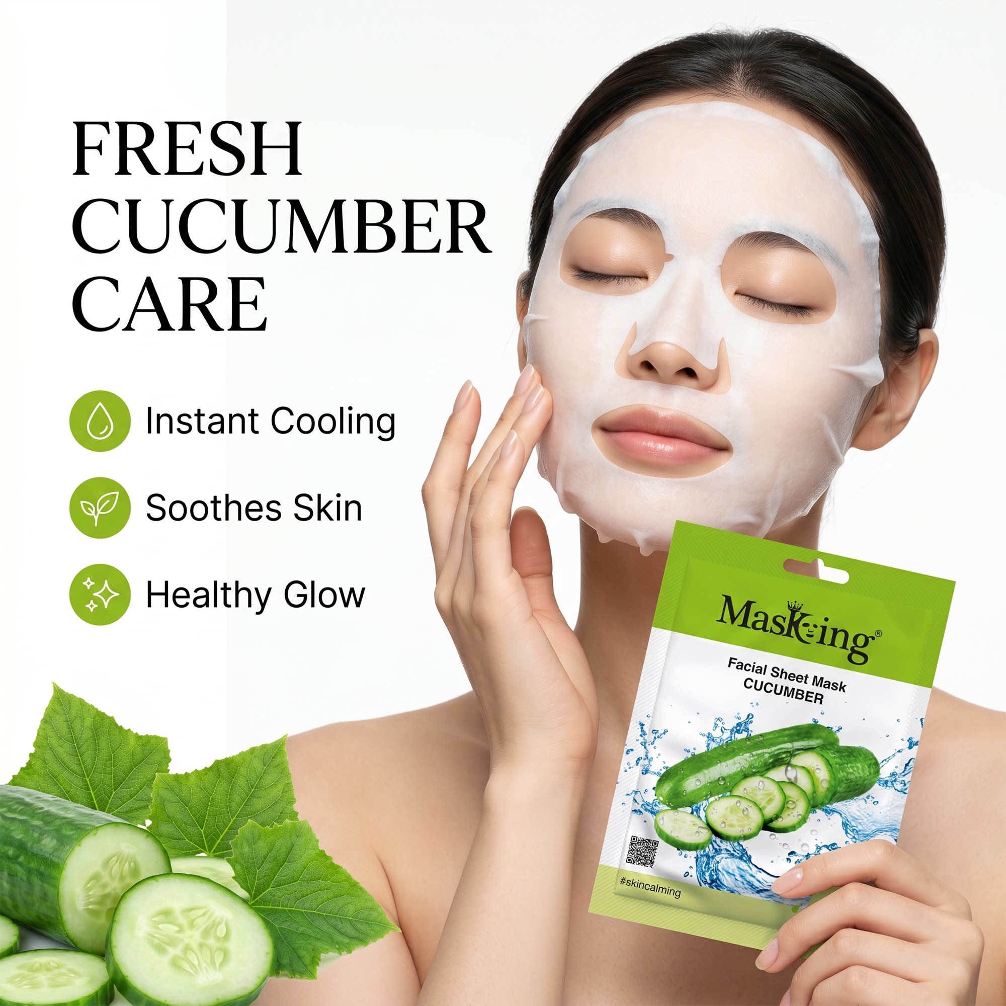 Beauty Cucumber Facial Sheet Mask - Image 3