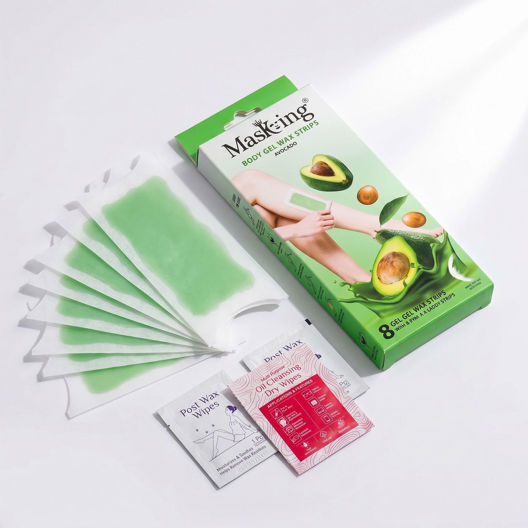 Full Body Gel Waxing Strips with Avocado Extract (8 Strips)2